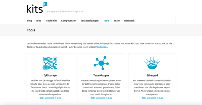  Übersicht über Tools auf der Seite kits.blog